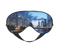 Chicago Illinois USA Masque de sommeil pour homme et femme - Masque pour les yeux double face avec sangle réglable, doux et soyeux, bloquant la lumière et respirant, pour voyage, sieste, travail posté