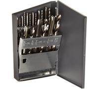 Chicago Latrobe GT18 Foret à pointe spirale en acier haute vitesse avec boîtier en métal, finition non revêtue (brillante), 18 pièces, taille du fil, lettre, pouce, 6-32 à 1/2"-13 tailles de robinet