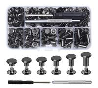 Chicago Lot de 110 vis de liaison Chicago M5 x 4/5/6/8/10/12 mm pour bricolage, décoration en cuir, sacs, artisanat, col, harnais, bagages, portefeuille (gris) (110, Noir, L)