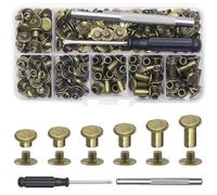 Chicago Lot de 110 vis de liaison Chicago M5 x 4/5/6/8/10/12 mm pour bricolage, décoration en cuir, sacs, artisanat, col, harnais, bagages, portefeuille (110, Couleur cuivre antique, l)