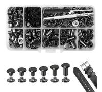 Chicago Lot de 150 vis de reliure Chicago M5 x 4/5/6/8/10/12 mm, rivets à vis pour bricolage, décoration en cuir, sacs, artisanat, col, vaisselle, bagages, portefeuille (150, gris, L)