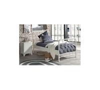 CHICAGO - Pack Lit 90x200cm + Chevet Métal Poudré Blanc -