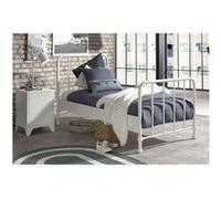 CHICAGO - Pack Lit 90x200cm + Chevet Métal Poudré Blanc -