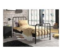 CHICAGO - Pack Lit 90x200cm + Chevet Métal Poudré Noir -