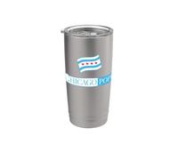 Chicago Pape Leo XIV avec drapeau de Chicago Gobelet isotherme en acier inoxydable double paroi