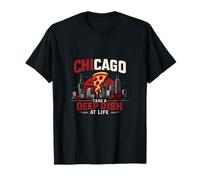 Chicago Pizza Skyline City Pride Plat Profond à la Vie Graphique T-Shirt