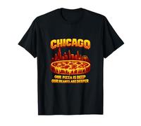 Chicago Plat à Pizza Motif Skyline Pride Bordeaux Jaune T-Shirt