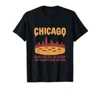 Chicago Plat profond Pizza City Pride Skyline Maroon Yellow T-Shirt