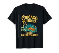 Chicago Potholes Gods Rollercoaster Design rétro années 80 T-Shirt