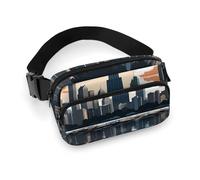 Chicago Sac banane imprimé horizon pour homme et femme, grand sac de poitrine avec sangle réglable pour l'extérieur, l'entraînement, les voyages, la course décontractée, l'horizon de Chicago, 20 x 13