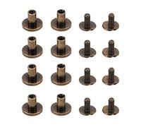 Chicago Screws 120 Set | 9.5x8mm Finished - Edged Brass Rivets | Electroplated Leather Craft Tools/Belt Making/DIY Projects | Flat Head Curved Design (Antique Brass)