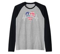 Chicago Skyline Battement de Cœur ÉTATS-Unis J'aime Chicago Manche Raglan