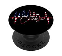 Chicago Skyline Battement de Cœur ÉTATS-Unis J'aime Chicago PopSockets PopGrip Adhésif