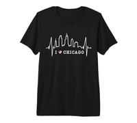 Chicago Skyline Battement de Cœur ÉTATS-Unis J'aime Chicago T-Shirt Haut de Gamme