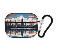 Chicago Skyline Coque rigide pour Airpod Pro Coque de protection intégrale avec porte-clés compatible avec AirPod Pro 2e/1ère génération, LED avant visible, noir