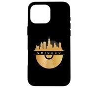 Chicago Skyline, Disque vinyle, Illinois IL, Blues Jazz Coque pour iPhone 16 Pro Max