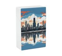 Chicago Skyline Étui à cigarettes - Petit étui de rangement pour briquet, boîte de rangement élégante pour cigarettes et accessoires pour homme et femme