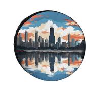 Chicago Skyline - Housses de pneu imperméables et anti-UV, 66 cm, housses de roue à essieu unique pour camping-car, camion, VUS, remorque universelle pour toutes les saisons