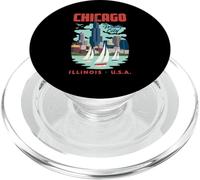 Chicago Skyline The Windy City Lake Michigan Sailing Retro PopSockets PopGrip pour MagSafe