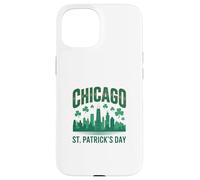 Chicago St Patrick Day Vert Skyline Parade Design Coque pour iPhone 15