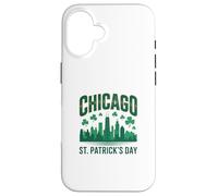 Chicago St Patrick Day Vert Skyline Parade Design Coque pour iPhone 16