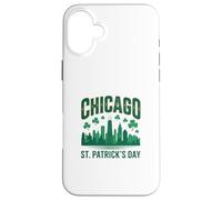 Chicago St Patrick Day Vert Skyline Parade Design Coque pour iPhone 16 Plus