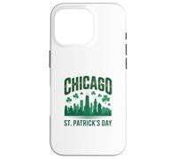 Chicago St Patrick Day Vert Skyline Parade Design Coque pour iPhone 16 Pro