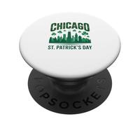Chicago St Patrick Day Vert Skyline Parade Design PopSockets PopGrip Adhésif