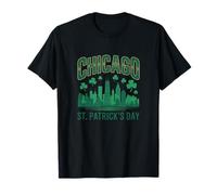 Chicago St Patrick Day Vert Skyline Parade Design T-Shirt