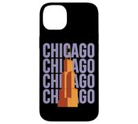Chicago Willis Tower Skyline Rétro Bloc Lettre Coque pour iPhone 14 Plus