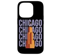 Chicago Willis Tower Skyline Rétro Bloc Lettre Coque pour iPhone 14 Pro