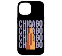 Chicago Willis Tower Skyline Rétro Bloc Lettre Coque pour iPhone 15