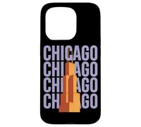 Chicago Willis Tower Skyline Rétro Bloc Lettre Coque pour iPhone 15 Pro