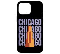 Chicago Willis Tower Skyline Rétro Bloc Lettre Coque pour iPhone 16 Pro Max