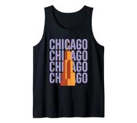 Chicago Willis Tower Skyline Rétro Bloc Lettre Débardeur