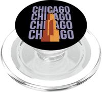 Chicago Willis Tower Skyline Rétro Bloc Lettre PopSockets PopGrip pour MagSafe