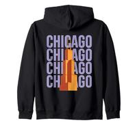 Chicago Willis Tower Skyline Rétro Bloc Lettre Sweat à Capuche