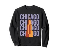 Chicago Willis Tower Skyline Rétro Bloc Lettre Sweatshirt