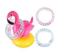 CHICAMPERA 1 Ensemble Jeu de Cerceaux Gonflables Forme de Flamant de Anneaux à pour Garçon Fille Activité Aquatique Amusante pour Piscine Fête Anniversaire et Carnaval