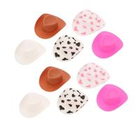 CHICAMPERA 10 pièces Mini Chapeaux Cowboy Plastique pour Décorations DIY Petits Chapeaux Western pour Poupées Bouteilles Fêtes et Gâteaux Assortiment