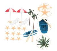 CHICAMPERA 17 pièces Décoration Miniature Plage Accessoires de Jardin Miniature avec Chaises et Parasol pour Création de Paysage Plage Jouets Créatifs pour de Décoration Couleur Aléatoire