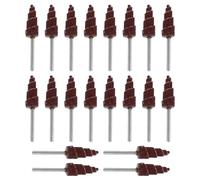 CHICAMPERA 20pcs Roues à Lamelles Abrasives Forme de Cône avec Manche en Métal Marron pour Ébavurage et Polissage, Adaptées pour Surface Latérale et Coin en Usage Professionnel ou Domestique