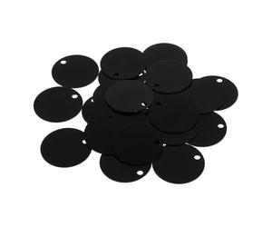 CHICAMPERA 25pcs Étiquettes D'identification Rondes en Aluminium Noir pour Chiens et Chats, Gravure DIY, Diamètre 35mm, Perforées pour Projets Créatifs et Porte-clés