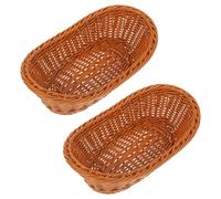 CHICAMPERA 2pièces Lot de Paniers de Rangement Plastique Imitation Rotin Corbeilles Tissées pour Cuisine Panier Multifonction pour Fruits Snacks et Stockage Accessible Réutilisable