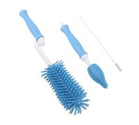 CHICAMPERA 3 pièces Set de Goupillons Silicone pour Garçon Fille Brosse Nettoyage Tétines et Biberons Flexible et Douce Couleur Bleue
