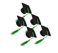 CHICAMPERA 5pièces Mini Couvercle De Bouteille Forme De Chapeau Doctoral avec Pompon pour Décoration De Vin Bière Accessoire De Fête De Remise De Diplôme Vert