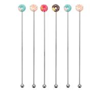 CHICAMPERA 6 Pièces Bâtonnets Mélangeurs en Acier Inoxydable de Donuts, Agitateur de Cocktail Créatif et Facile à Nettoyer, pour Boissons et Cocktails Style Réutilisable Plusieurs Styles
