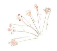 CHICAMPERA 6 pièces Épingle à Cheveux Chinoise Rétro Vintage Fleurie avec Pompon Lot de Bâtonnets pour Coiffure Bun Accessoire Classique pour Femmes et Filles Hanfu