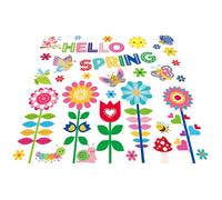 CHICAMPERA Autocollants de Fenêtre Printemps en Pvc Électrostatique Fleurs et Insectes Volants, Décoration Statique Facile à Retirer pour Fenêtres de Restaurant et Miroir, Lot de 9 Pièces