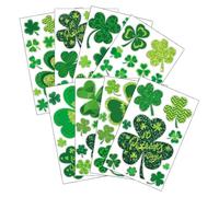 CHICAMPERA Autocollants Statiques Trèfle Vert pour Fenêtre en Pvc, 8 Feuilles, Décoration Créative et Facile à Enlever Maison Fête Saint-patrick